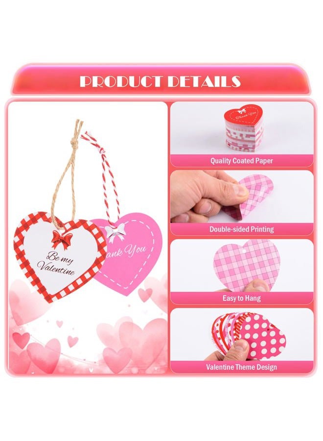 FOBSME 240 Pcs Heart Paper Gift Tags 2.36 Inch Valentine's Gift Tags Double Sided Printed Heart Hanging Tag with Twines for Valentine's Decorations, Gift Wrapping, Treat Bags, DIY Crafts(12 Styles) - Image 3