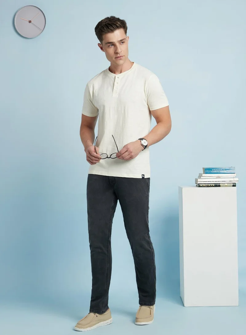 Dennis Lingo Men's Marshmallow 100% Cotton Solid Regular Fit T-Shirt