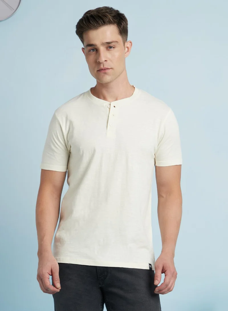 Dennis Lingo Men's Marshmallow 100% Cotton Solid Regular Fit T-Shirt