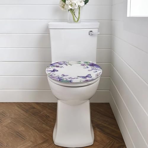 Cugasmaru Elongated Toilet Lid Cover Butterfly Purple Toilet Lid Covers for Bathroom 17 X 14 inches Standard Fits Most Round Elongated and Oblong Lids Accessories Decor - Image 3