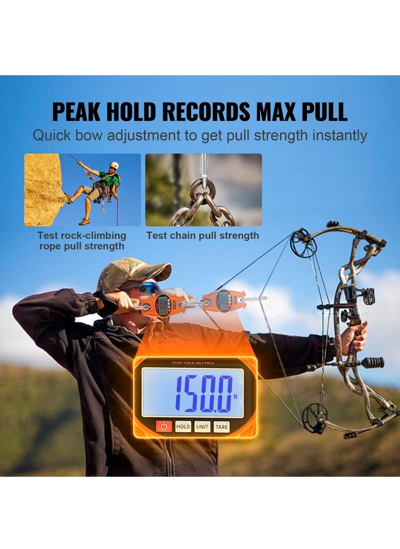 KASTWAVE - digital crane scale 660 lbs 300 kg industrial heavy duty hanging scale with cast aluminum case lcd screen handheld mini crane with hooks for farm hunting fishing outdoor garage orange - Image 1