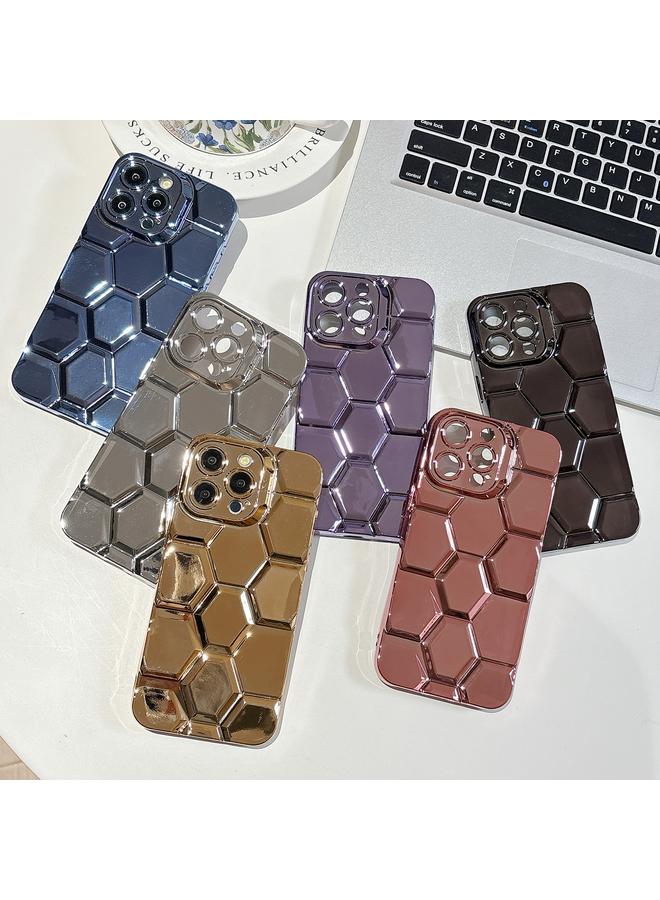 زبون جراب لهاتف iPhone 11 Pro Max مطلي بالكهرباء ونقش بالليزر ثلاثي الأبعاد على شكل خلية نحل من مادة TPU - Image 2