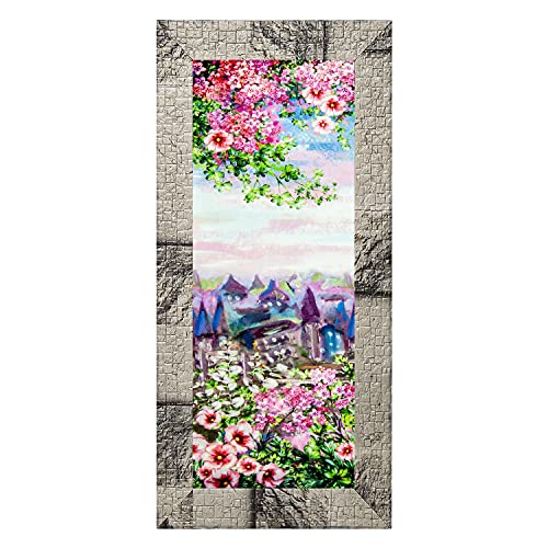 Indianara Set of 3 Stunning Pink Roses and Eiffel Tower at the Backdrop Framed Art Painting (3591MW) without glass 6 X 13, 10.2 X 13, 6 X 13 INCH - Image 4