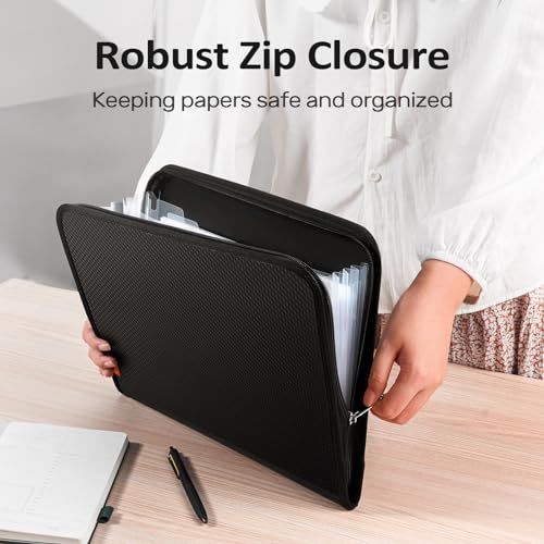 Sooez 7 Pockets Accordion File Organizer Zipper Expanding File Folder Heavy Duty Folder Organizer Sleek Letter Size Accordion Folder Portable Expandable File Folder for Documents Pink - Image 3