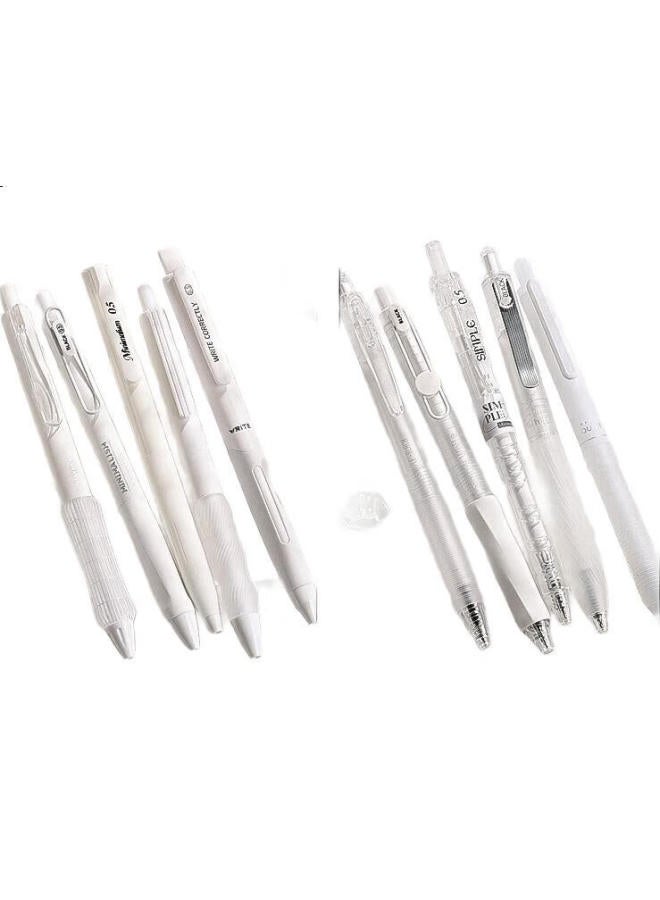 Kaba Bear Kabaxiong Neutral Pen Black 0.5Mm High Value 5-Pack Style Push Button Brush Pen St Student Simple Push Button Carbon Pen Black Transparent Color - Image 2