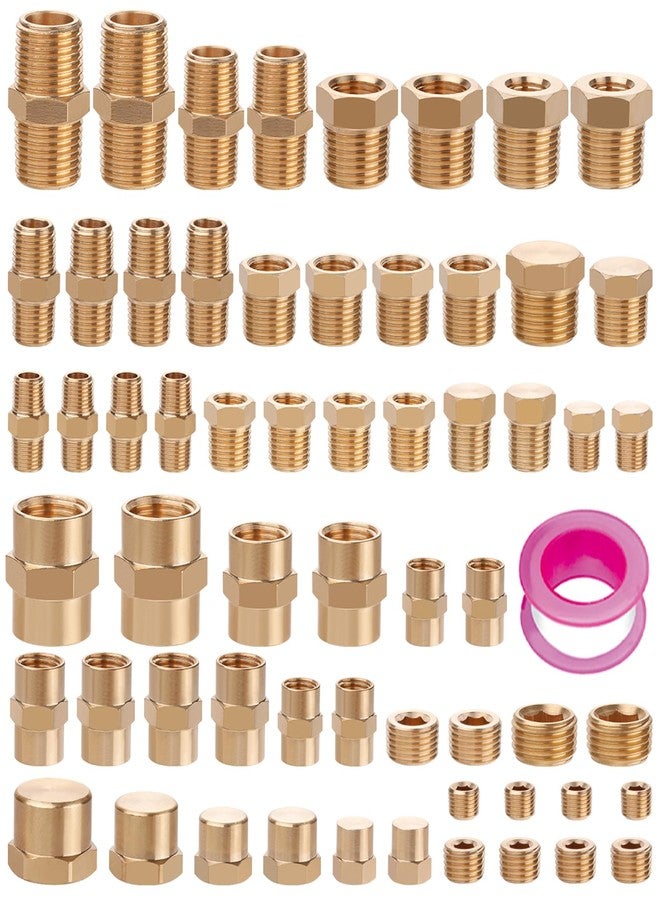 Ailbiuko 60pcs Brass Pipe Fittings Assortment Kit,Reducer Bushing,Hex,Reducing Hex Coupling,Hex Heand Plug,End Cap and Socket Plug Fitting Kit - Image 1