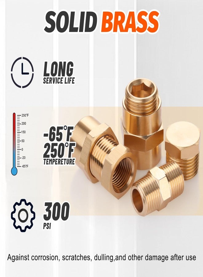 Ailbiuko 60pcs Brass Pipe Fittings Assortment Kit,Reducer Bushing,Hex,Reducing Hex Coupling,Hex Heand Plug,End Cap and Socket Plug Fitting Kit - Image 3