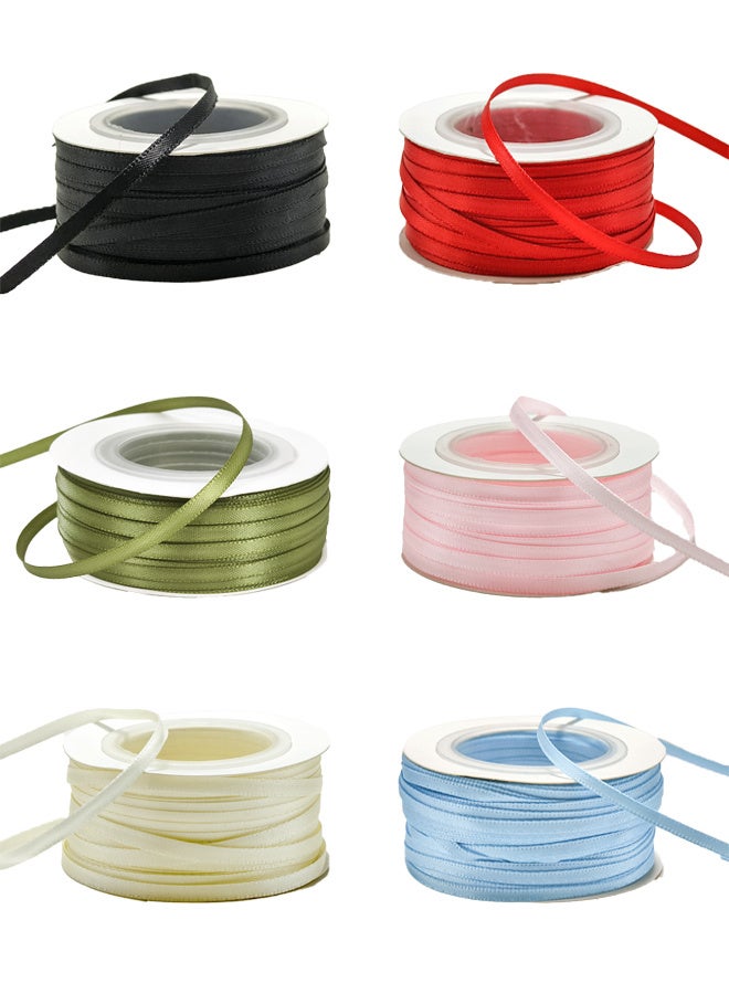 Zeemey 6pcs, 0.12 inch x 45 yards (Total 270 yards), Cake Flower Ribbon Tie, Butterfly DIY Headband Material, Wave Curl Packaging Tie, Fishtail Yarn Woven Satin Floating Color Ribbon For Room Decoration, Wedding Party Decoration Ribbon, Unique Gift Box Tie Ribbon - Image 1