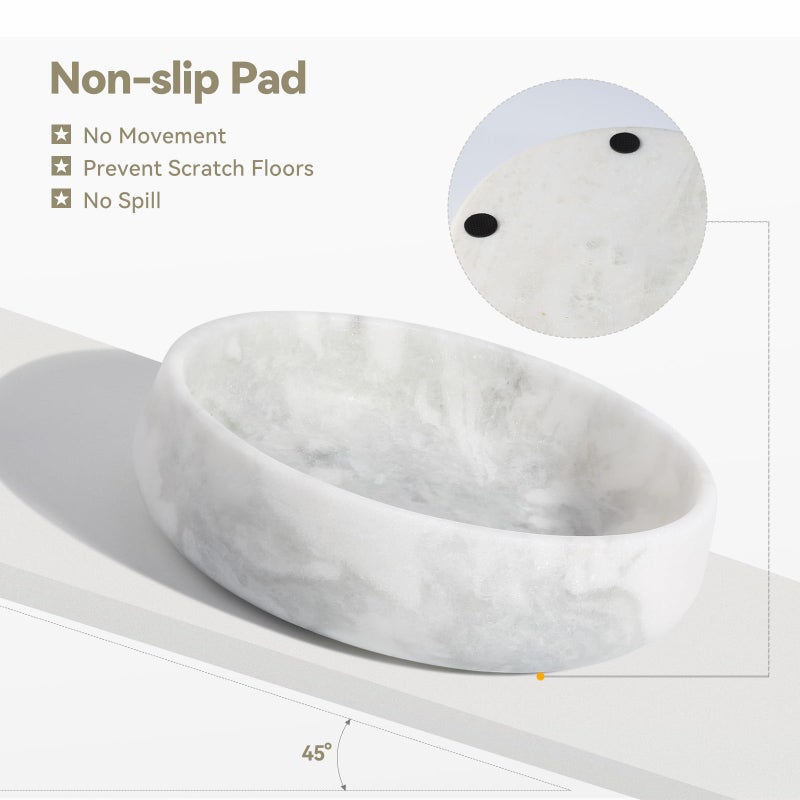 karibiber White Dog Bowl, Marble Dog Food Bowl, Non-Slip Water Dish Large, Heavy Duty Pet Bowl for Large Dogs, African Natural Marble, Holds 6 Cups(6lbs) - Image 3
