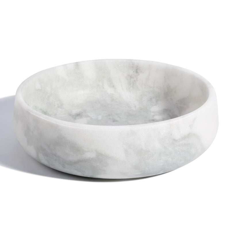 karibiber White Dog Bowl, Marble Dog Food Bowl, Non-Slip Water Dish Large, Heavy Duty Pet Bowl for Large Dogs, African Natural Marble, Holds 6 Cups(6lbs) - Image 1