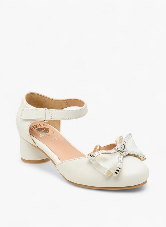Pablosky Girls' Bow Embellished Sandals with Hook and Loop Closure