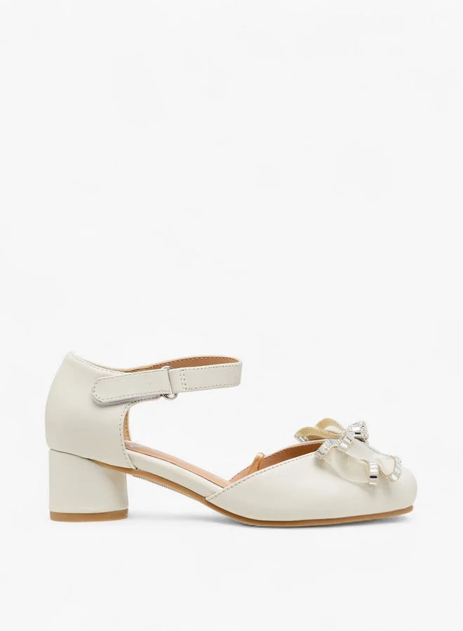 Pablosky Girls' Bow Embellished Sandals with Hook and Loop Closure