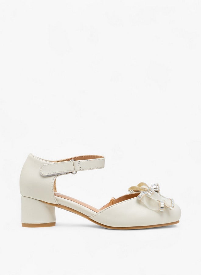 Pablosky Girls' Bow Embellished Sandals with Hook and Loop Closure - Image 1