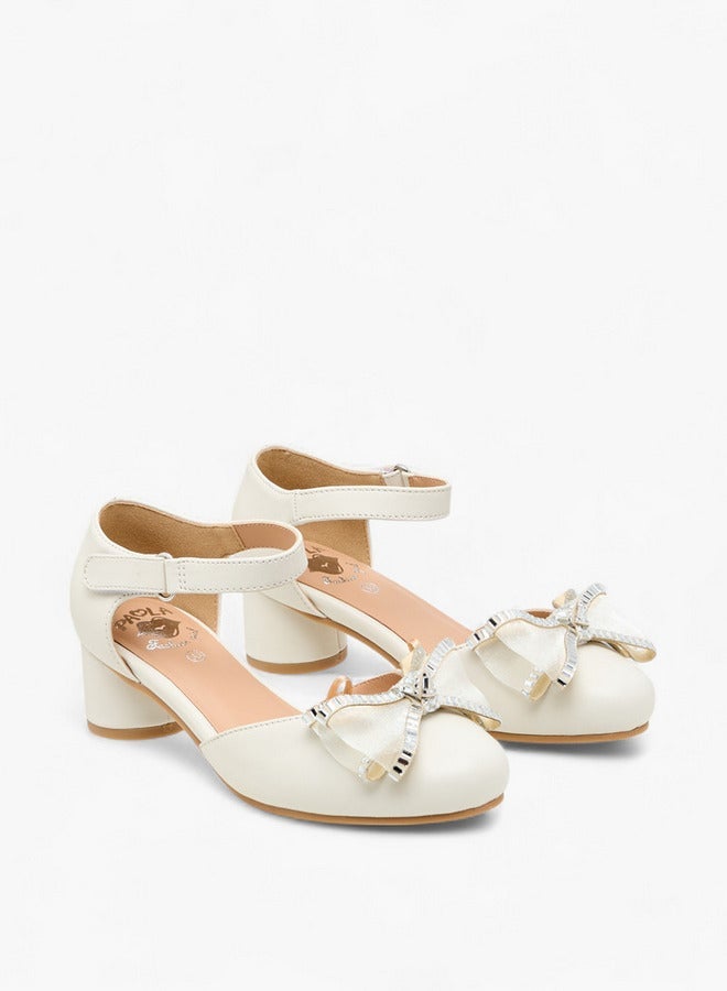 Pablosky Girls' Bow Embellished Sandals with Hook and Loop Closure - Image 3
