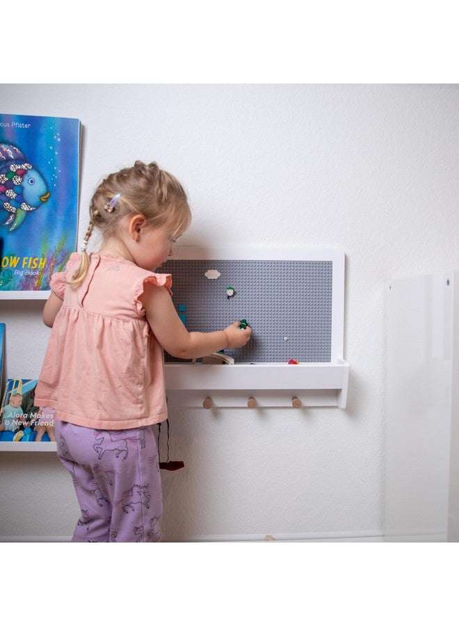UTEX 2 in 1 Building Block Wall for Lego, Activity Wall Panel for Kids with Shelf and Hooks, Wood Wall Shelf for Kids Room, Playrooom, Nursery - Image 4