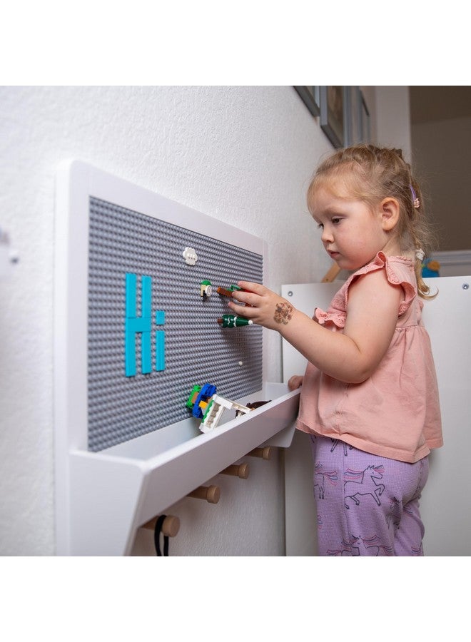 UTEX 2 in 1 Building Block Wall for Lego, Activity Wall Panel for Kids with Shelf and Hooks, Wood Wall Shelf for Kids Room, Playrooom, Nursery - Image 5