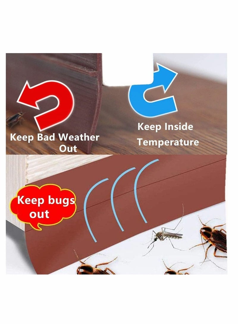 KASTWAVE 16 Feet Silicone Seal Strip, Door Weather Stripping Door Seal Strip Window Seal Silicone Sealing Tape for Door Draft Stopper Adhesive Tape for Doors Windows and Shower Glass - Brown, 25MM - Image 2