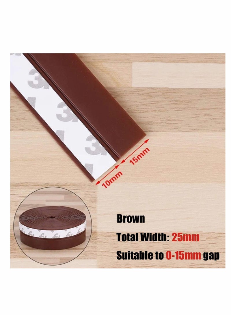 KASTWAVE 16 Feet Silicone Seal Strip, Door Weather Stripping Door Seal Strip Window Seal Silicone Sealing Tape for Door Draft Stopper Adhesive Tape for Doors Windows and Shower Glass - Brown, 25MM - Image 4