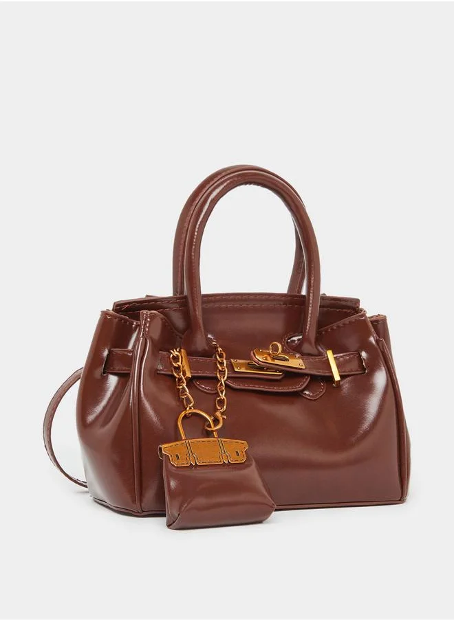 Styli Styli Chain Trim Handbag with Double Top Handles
