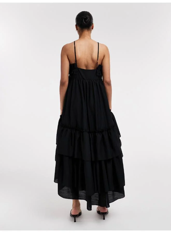 Topshop Casual Sleeveless Frill Midi Dress