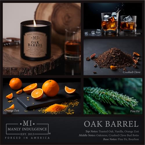 Manly Indulgence Oak Barrel Scented Candles for Men, 16.5 oz Single Wick, Premium Soy Blend Wax, 60H Burn, Candles for Home Scented – Made in The USA - Image 2