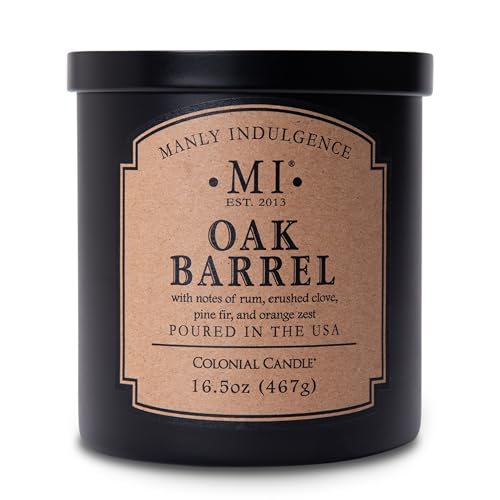 Manly Indulgence Oak Barrel Scented Candles for Men, 16.5 oz Single Wick, Premium Soy Blend Wax, 60H Burn, Candles for Home Scented – Made in The USA - Image 1