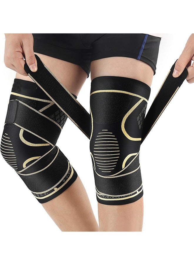 general Copper Knee Braces with Strap for Knee Pain Women and Men(2 Pack), Knee Compression Sleeve for Arthritis, ACL, Meniscus Tear, Joint Pain Relief, Knee Support for Working, Running, Weightlifting - Image 1