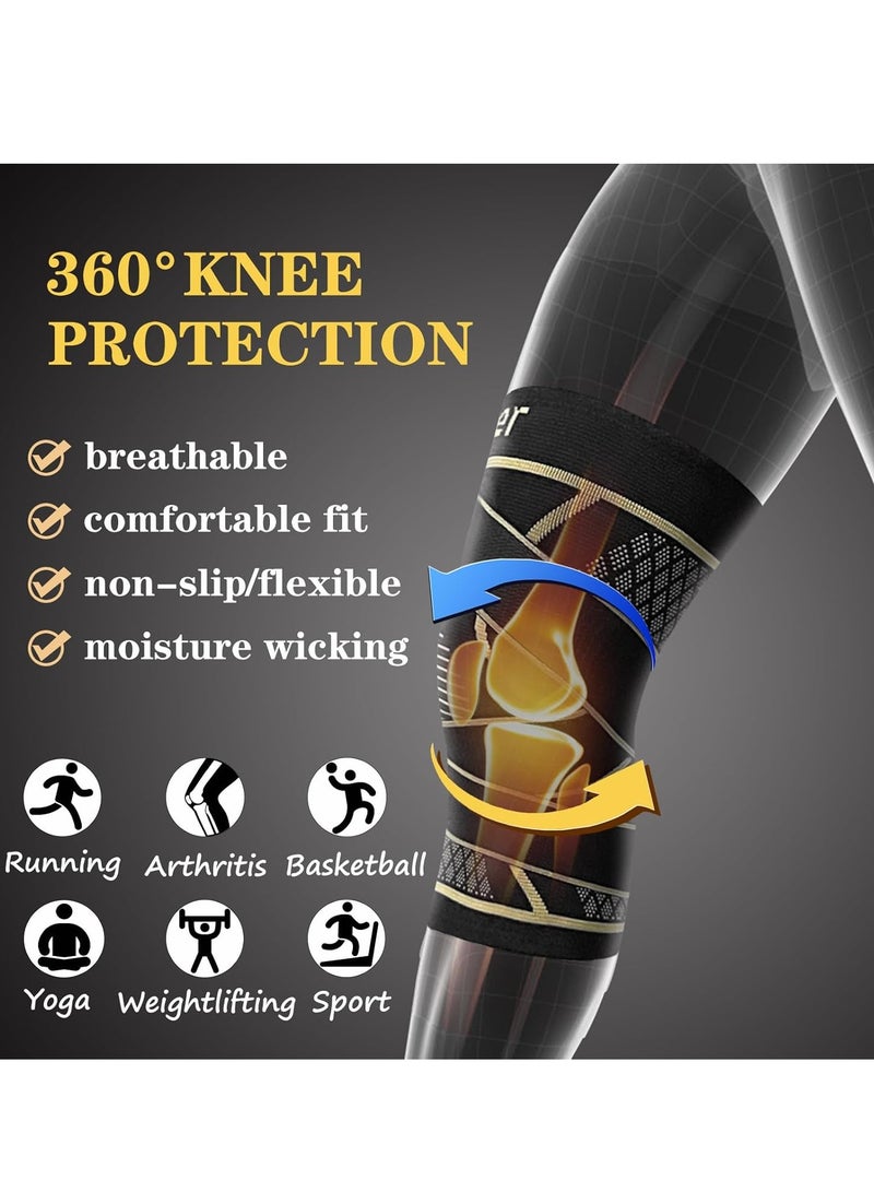 general Copper Knee Braces with Strap for Knee Pain Women and Men(2 Pack), Knee Compression Sleeve for Arthritis, ACL, Meniscus Tear, Joint Pain Relief, Knee Support for Working, Running, Weightlifting - Image 5