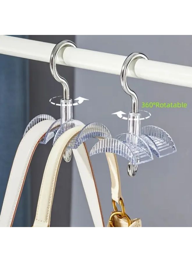 White Adjustable 360 Degree Rotating Handbag Hanger Durable Plastic Bag Organizer Space Saving Closet Storage - Image 1