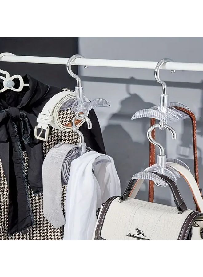 White Adjustable 360 Degree Rotating Handbag Hanger Durable Plastic Bag Organizer Space Saving Closet Storage - Image 2