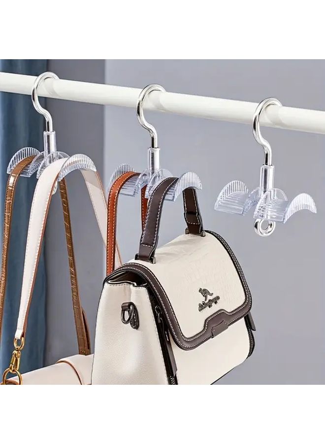 White Adjustable 360 Degree Rotating Handbag Hanger Durable Plastic Bag Organizer Space Saving Closet Storage - Image 3