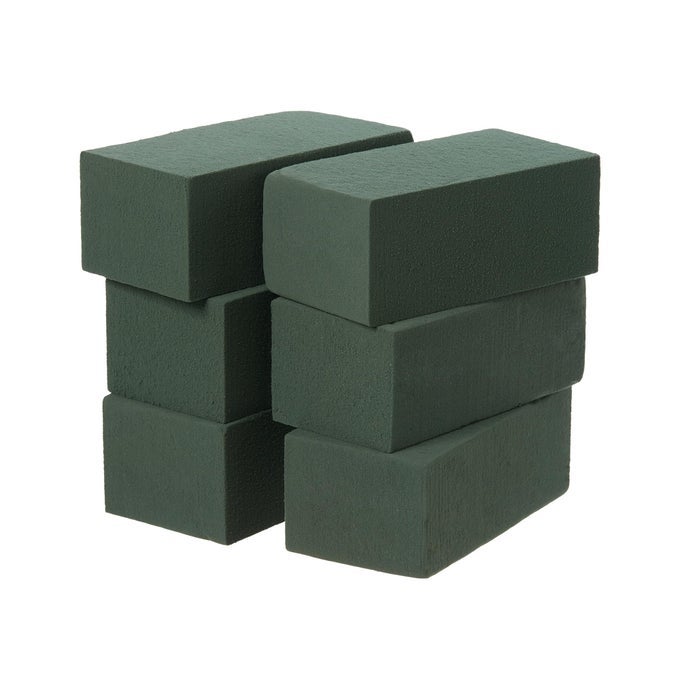 6X3X25 INCH WET FLORAL FOAM BLOCKS RECTANGLE SMALL SIZE FOAM BRICKS FOR FRESH ARTIFICIAL FLOWER ARRANGEMENTS WEDDING CENTERPIECE PARTY HOME DECORATION PACK OF 6 GREEN