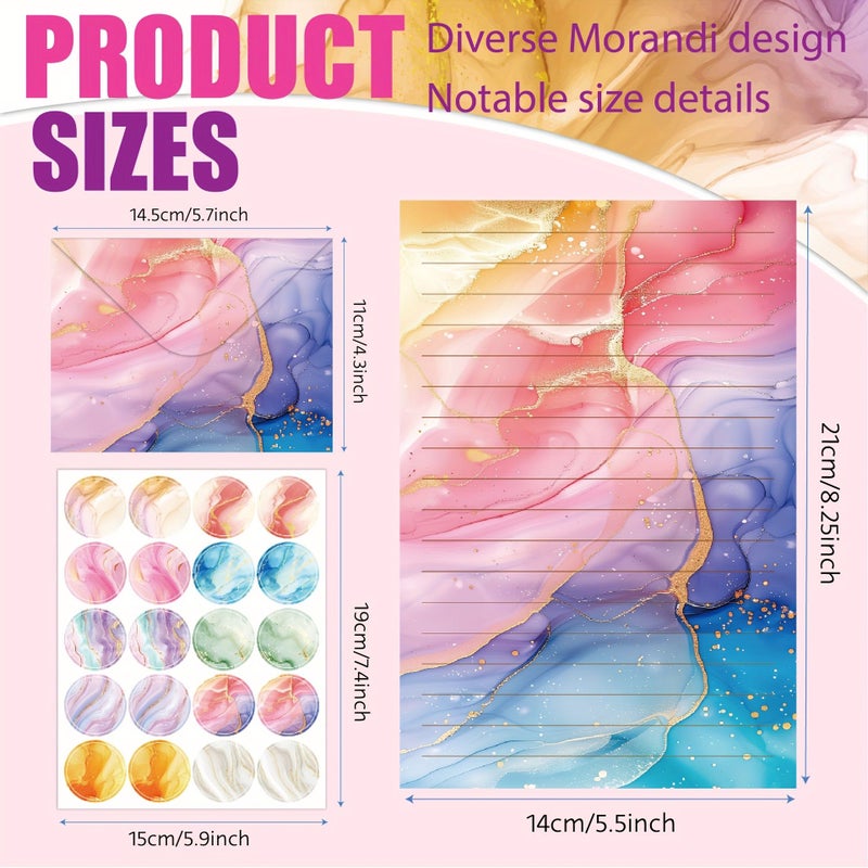 60 Pcs Marble Texture Watercolor Stationery Envelope Set High End Postcard Party Invitations - Image 3