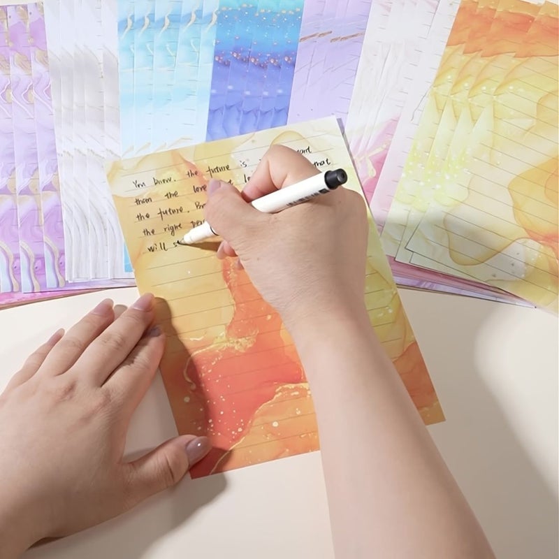 60 Pcs Marble Texture Watercolor Stationery Envelope Set High End Postcard Party Invitations - Image 4