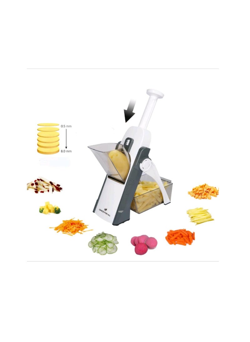 AKDC Adjustable Mandoline Slicer Safe Vegetable Slicer by AKDC Chopper Vegetable Cutter Quick Dicer Fruit French Fry Julienne MULTICOLOUR - Image 1