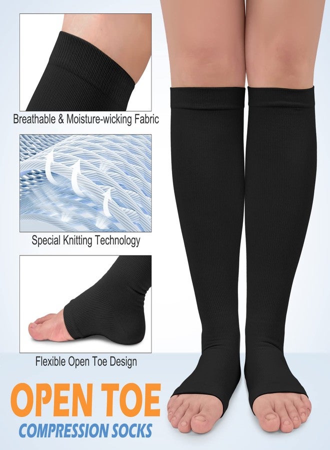 CTHH 3 Pack Wide Calf Compression Socks for Women & Men, Plus Size Knee High Stockings for Circulation Support, Black 3XL - Image 4