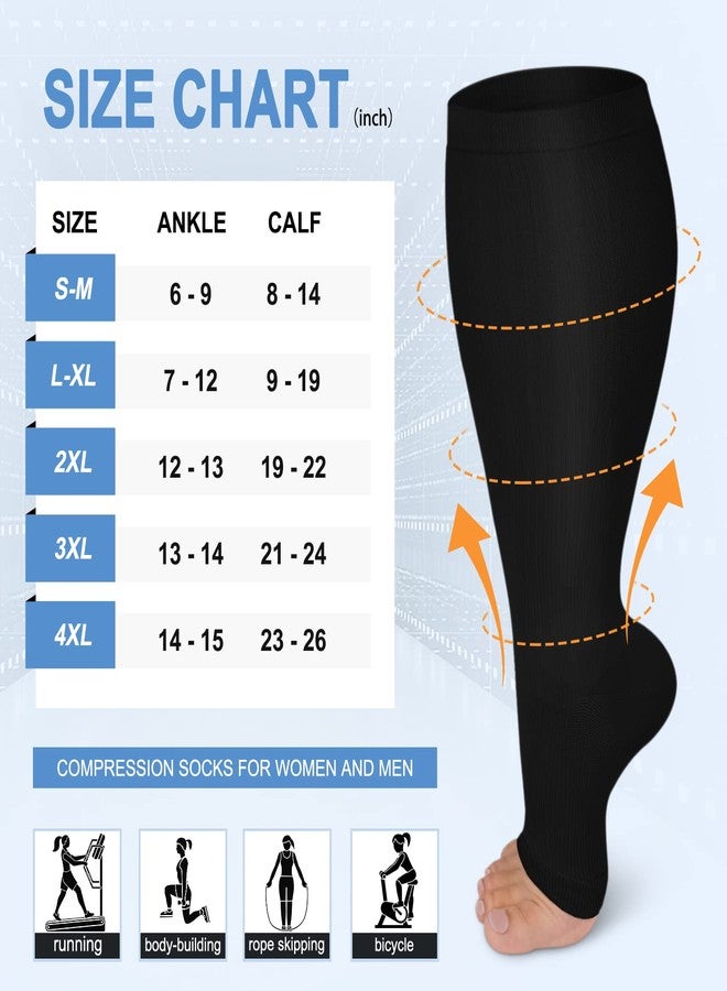 CTHH 3 Pack Wide Calf Compression Socks for Women & Men, Plus Size Knee High Stockings for Circulation Support, Black 3XL - Image 2