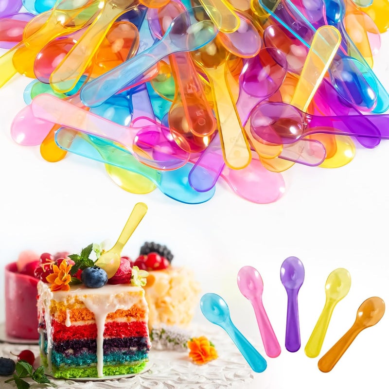 Mini Spoons - 100PCS Multi-Color Disposable Tasting Spoons for Desserts - Image 1