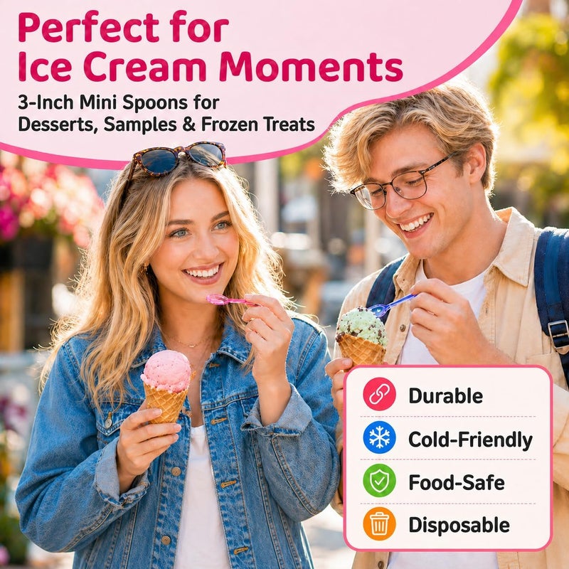 Mini Spoons - 100PCS Multi-Color Disposable Tasting Spoons for Desserts - Image 4