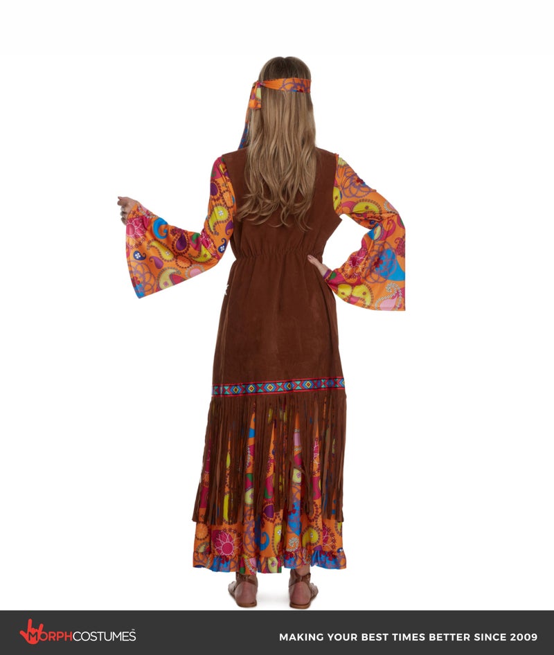 Morph Hippie Costume Women, 70s Costume For Women, 70s Long Dress, Womens 60s Halloween Costumes, Womens Halloween Costumes, Small - Image 4