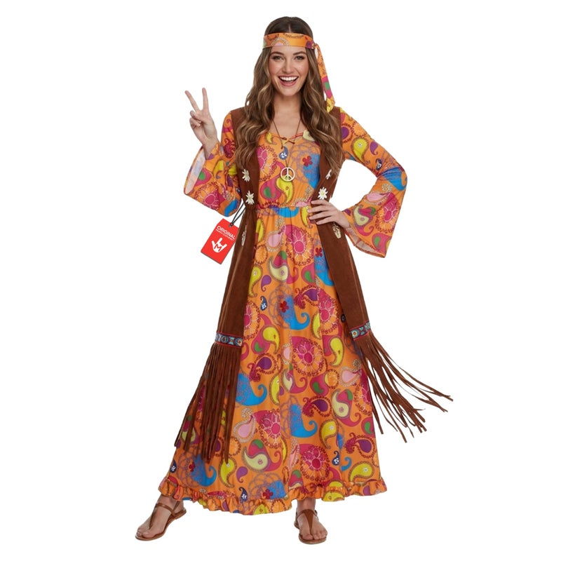 Morph Hippie Costume Women, 70s Costume For Women, 70s Long Dress, Womens 60s Halloween Costumes, Womens Halloween Costumes, Small - Image 1