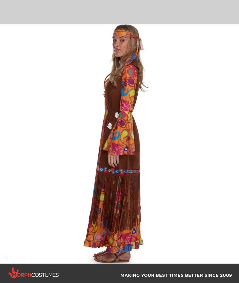 Morph Hippie Costume Women, 70s Costume For Women, 70s Long Dress, Womens 60s Halloween Costumes, Womens Halloween Costumes, Small - Image 5