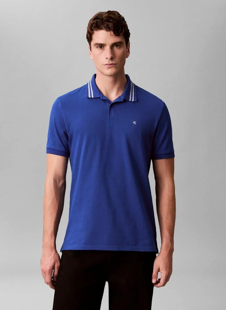Monogram Pique Tipped Polo Shirt