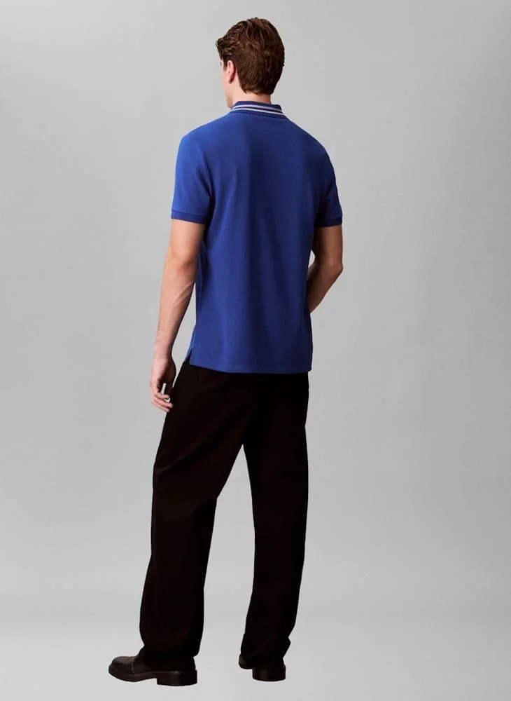 Calvin Klein Jeans Monogram Pique Tipped Polo Shirt