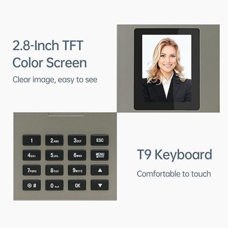Intelligent Biometric Attendance Machine with Facial Recognition, Fingerprint and Password, 2.8in TFT Screen, Dual-Camera Fast Identification, 8 Languages, Large Storage - Intelligent Biometric Attendance Machine - Image 4