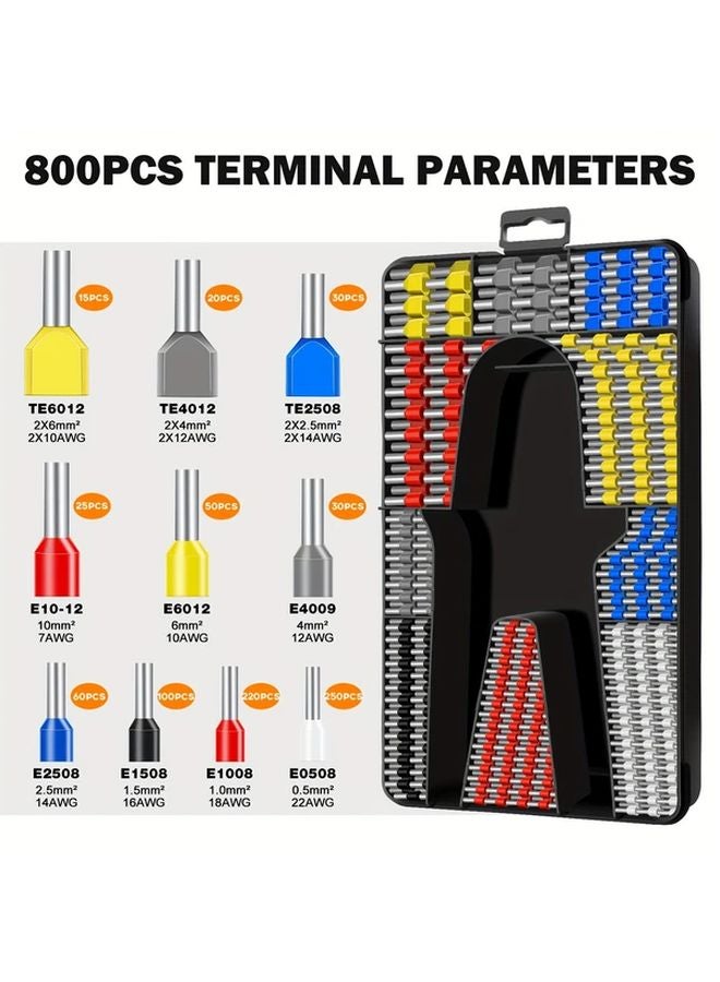 THSC8 10 6A European Tube Type Pliers Hexagonal Cold Press Terminal Crimping Tool 800pcs Connector Set - Image 5