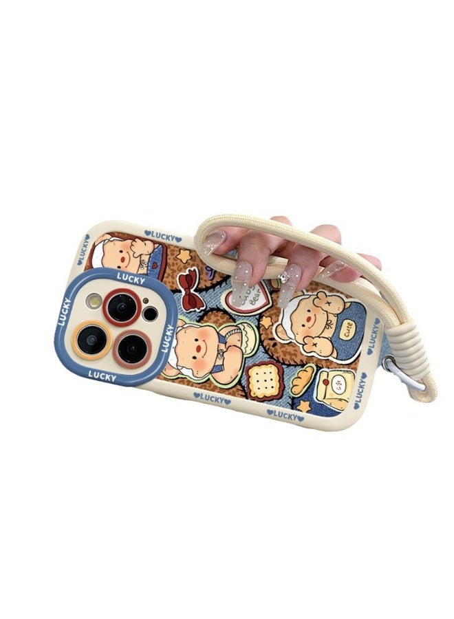 NIBEMINENT Protective TPU Case Cover For iPhone 16 Plus, Cowboy Leopard Print Butter Teddy Bear With Lanyard - Image 2