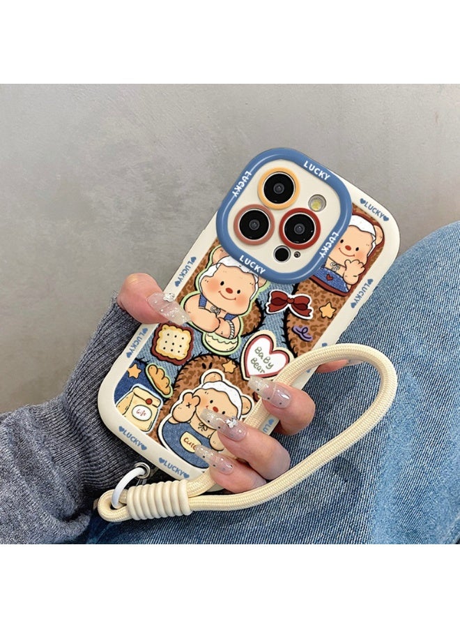NIBEMINENT Protective TPU Case Cover For iPhone 16 Plus, Cowboy Leopard Print Butter Teddy Bear With Lanyard - Image 1