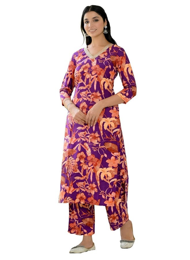 آني ديزاينر - كورتا نسائية من ANNI DESIGNER مصنوعة من مزيج القطن ومطبوعة بشكل مستقيم مع Palazzo (Chinki Begani_M_Begani_Medium) - Image 1