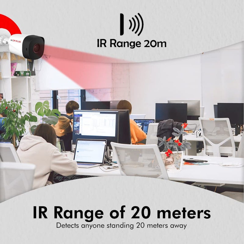 CP PLUS كاميرا أمان خارجية بالأشعة تحت الحمراء بدقة 2.4 ميجابكسل | عدسة ثابتة 3.6 مم | أقصى 25/30 إطار في الثانية عند 2.4 ميجابكسل | DWDR، نهار/ليل (ICR) | نطاق الأشعة تحت الحمراء 20 متر، الأشعة تحت الحمراء الذكية | دعم ميكروفون مدمج - CP-URC-TC24PL2C-V3 - Image 4